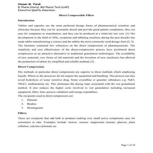 Direct Compressible Filler