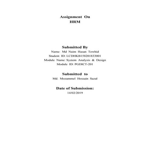 Assignment on Human Resource Management