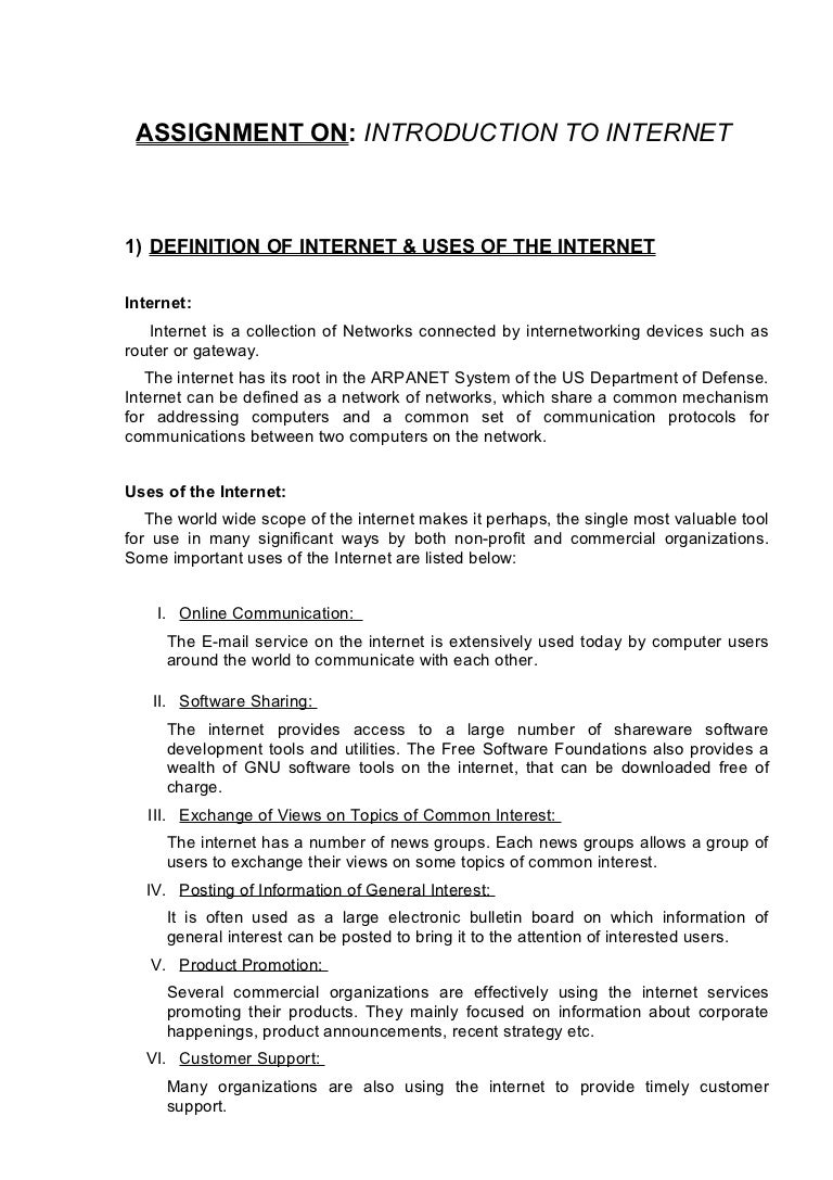 what is internet assignment