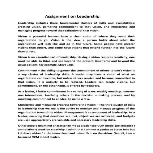 Assignment on leadership
