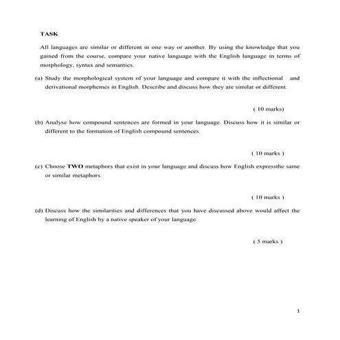 Assignment on morphology