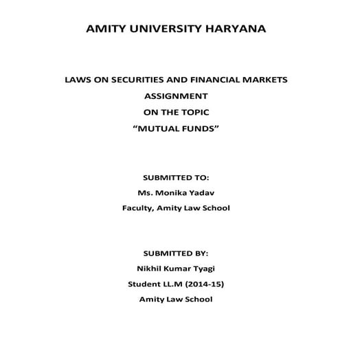 Laws on Securities and Financial Market 
