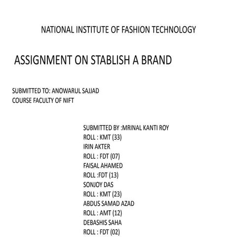 Assignment on establish a brand