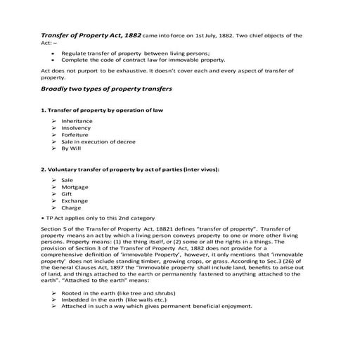 Assignment on the transfer of property act 1882, section 5 35 strength and we...