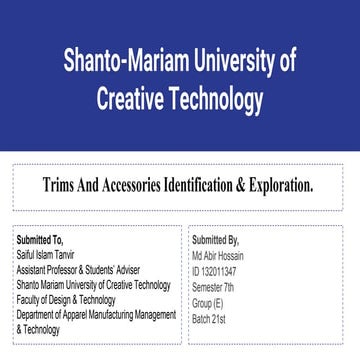 Trims & Accessories Identification & Exploration 