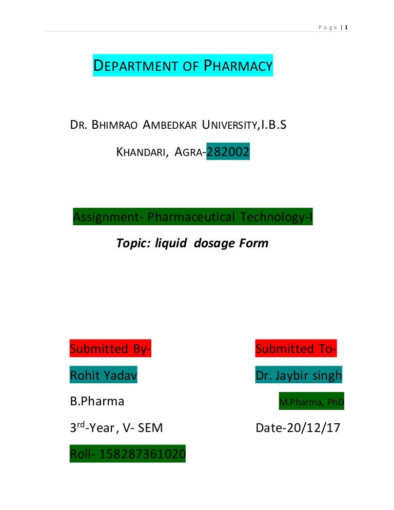 Liquid Dosage Form