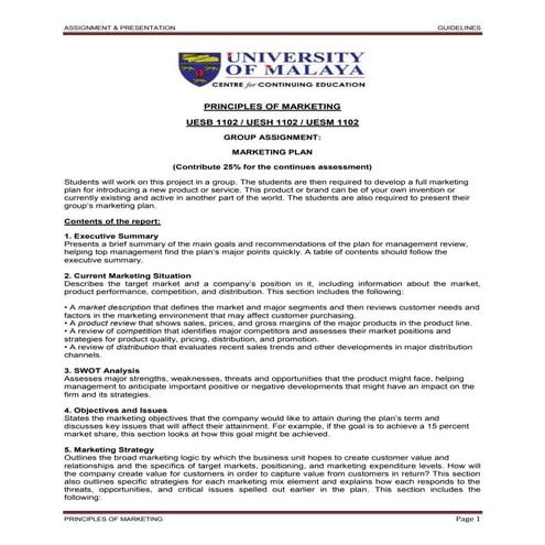 Assignment & presentation for prin.marketing