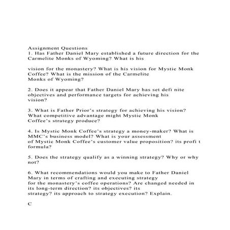 Assignment Questions1. Has Father Daniel Mary established .docx