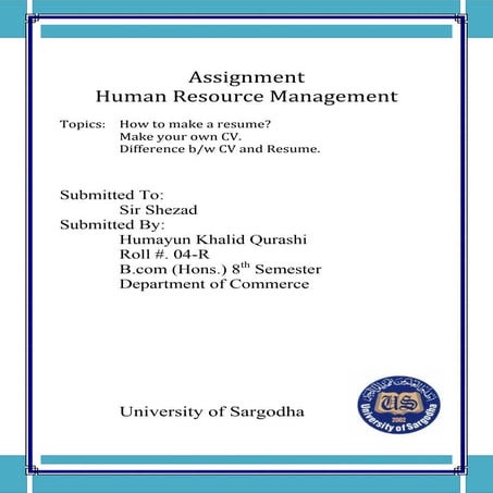 Assignment resume