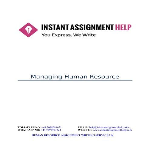 Assignment Sample: Managing Human Resource in Business