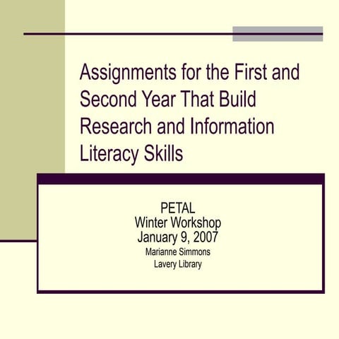 Assignments for the First and Second Year