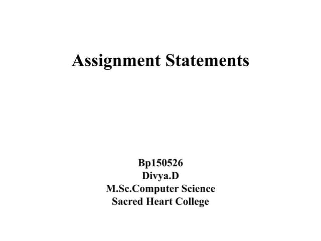 Assignment statements | PPTX