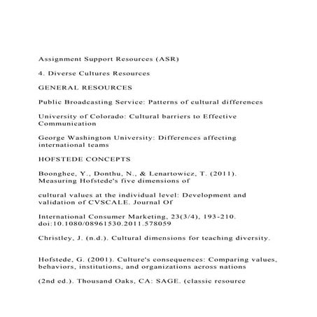 Assignment Support Resources (ASR) 4. Diverse Cultures Res.docx