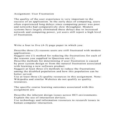Assignment User FrustrationThe quality of the user experience i.docx
