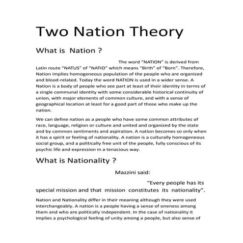 Two Nation Theory