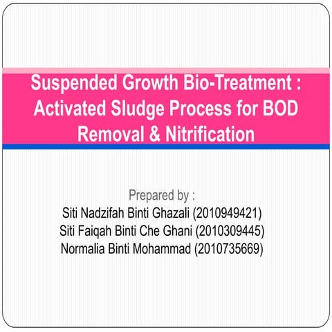suspended growth bio treatments - BOD and Nitrification