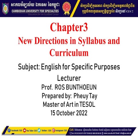 New Direction in Syllabus and Curriculum