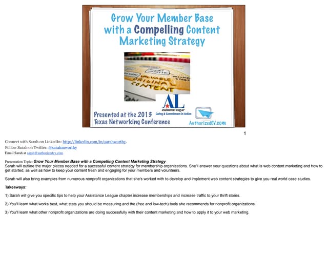 Version with Notes: Grow Your Member Base with a Compelling Content Marketing...
