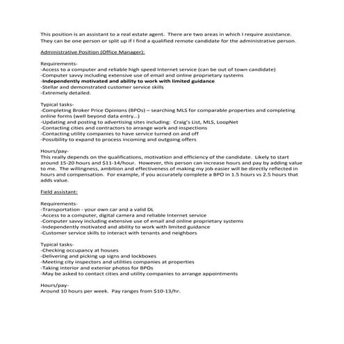 Assistant Job Duties