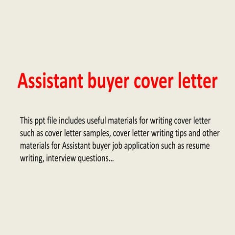 Assistant buyer cover letter