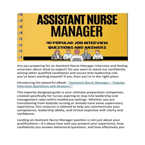 Assistant Nurse Manager – Popular Interview Questions and Answers | PDF