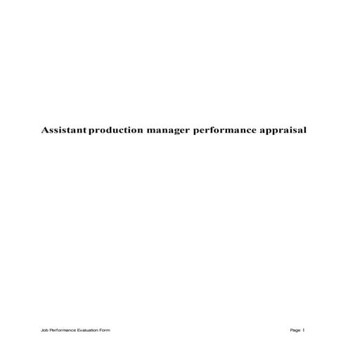 Assistant production manager perfomance appraisal 2