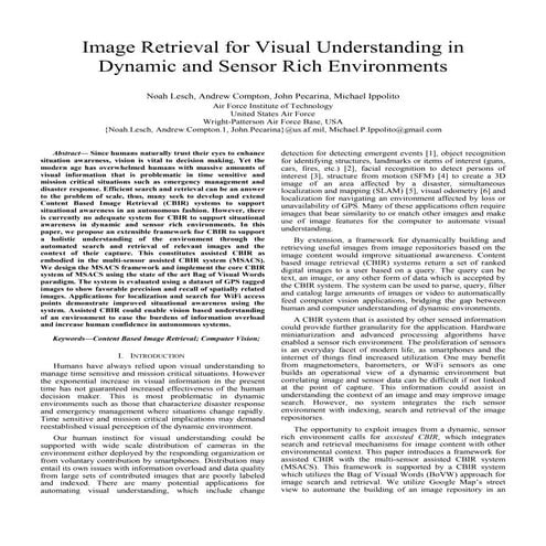 Image Retrieval for Visual Understanding in Dynamic and Sensor Rich Environments