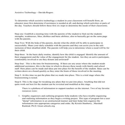 Assistive technology Presentation - Davida Rogers