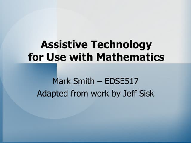 Assistive Technology And Math