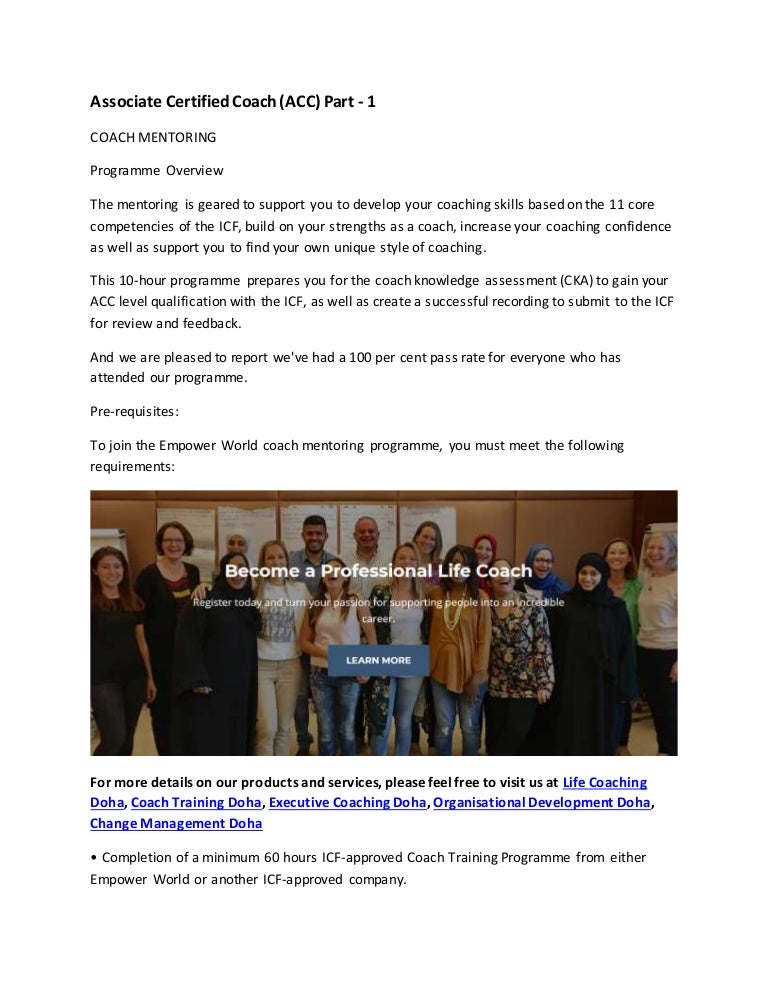Associate certified coach (acc) part 1