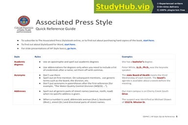SOLUTION: Ap Style Guide Cheat Sheet Studypool, 48% OFF