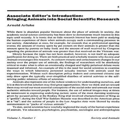 Associate editor's introduction bringing animals into social scientific resea...