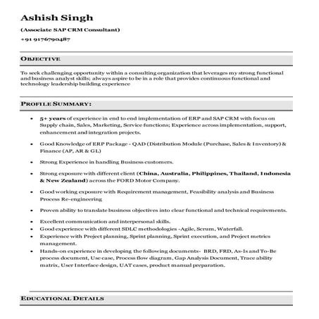 Associate sap crm consultant ashish resume  (1)
