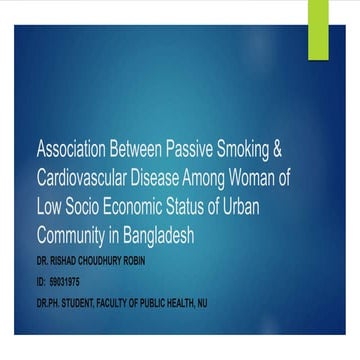 Association Between Passive Smoking & Cardiovascular Disease Among Woman of L...