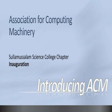 Introduction to ACM Chapter Services | PPTX