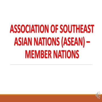 Association of southeast asian nations (asean) – Member Nations