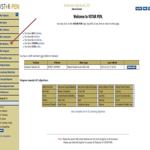 Association of your notes to vc3 patient problems in vpen