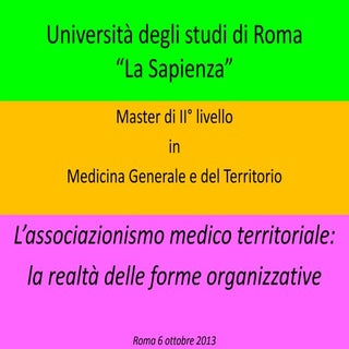 Associazionismo medico territoriale...