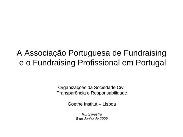 The European Fundraising Association and Professional Fundraising in Portugal