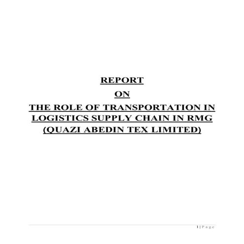 THE ROLE OF TRANSPORTATION IN LOGISTICS SUPPLY CHAIN IN RMG | DOCX