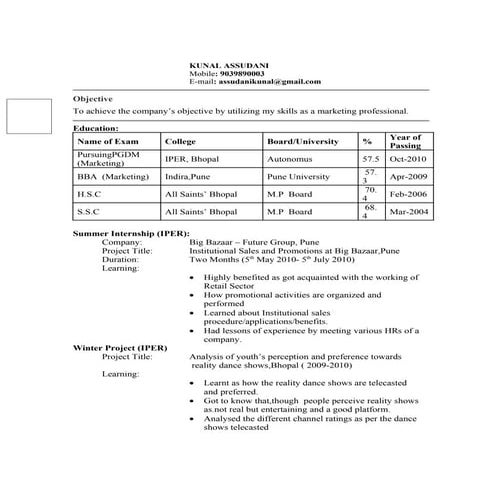 Assudani kunal  resume