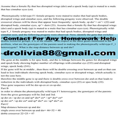 Assume that a female fly that has disrupted wings (dsr) and a speck .pdf