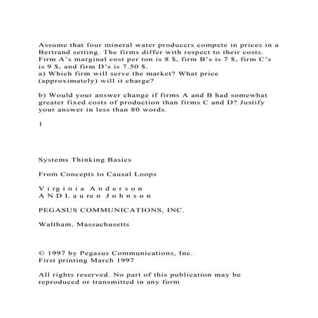 Assume that four mineral water producers compete in prices in a Be.docx