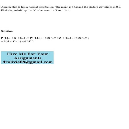 Assume that X has a normal distribution. The mean is 15.2 and the st.pdf