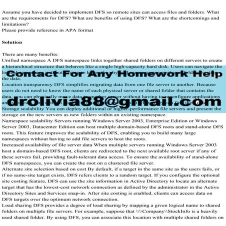 Assume you have decided to implement DFS so remote sites can access .pdf