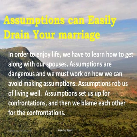 Assumptions Can Easily Drain Your Marriage
