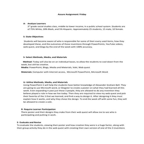 Assure assignment friday