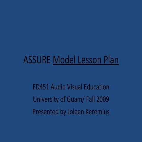 ASSURE Model Lesson Plan