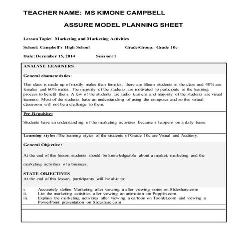 Assure lesson plan 21st century