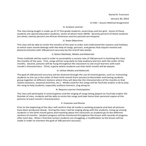 Assure method assignment ci 350